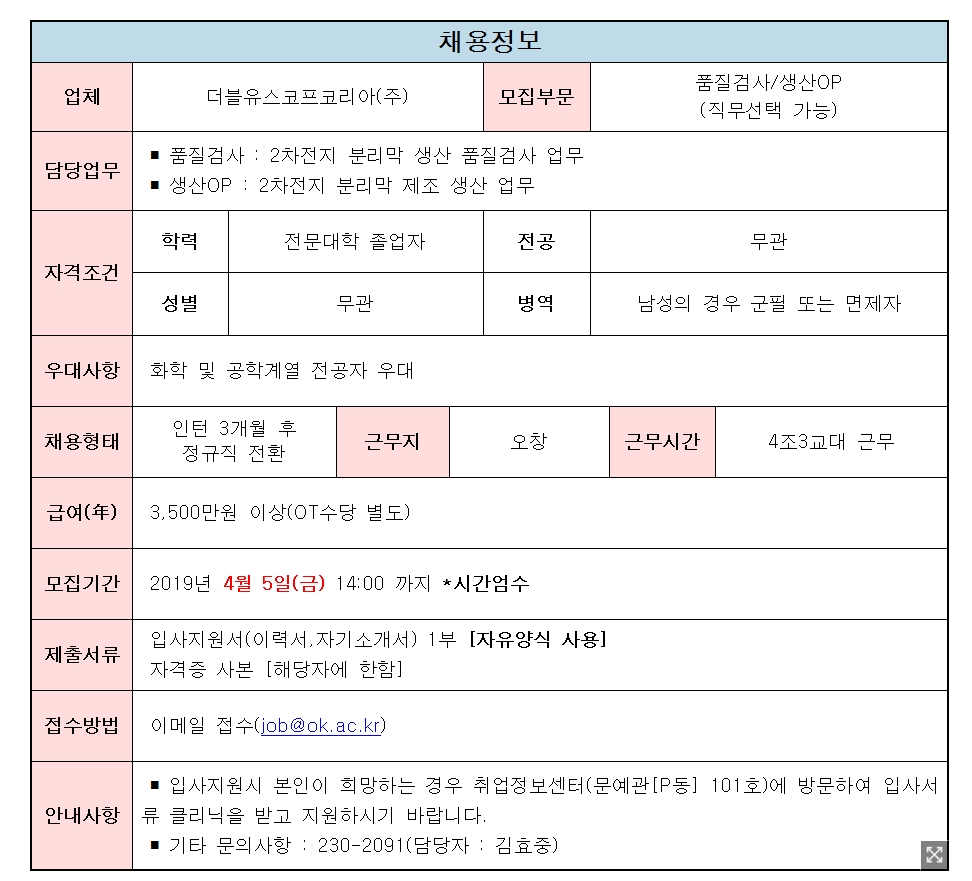 취업정보 - 항공자동차모빌리티과